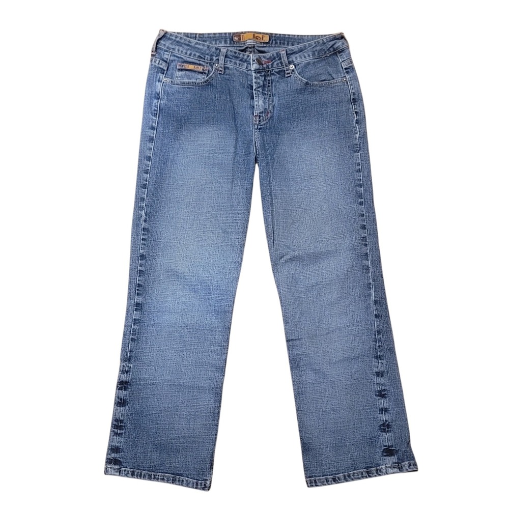 LEI Girls Blue Straight Leg Selvedge Jeans Mid Rise Stretch Denim Size 11 29x24